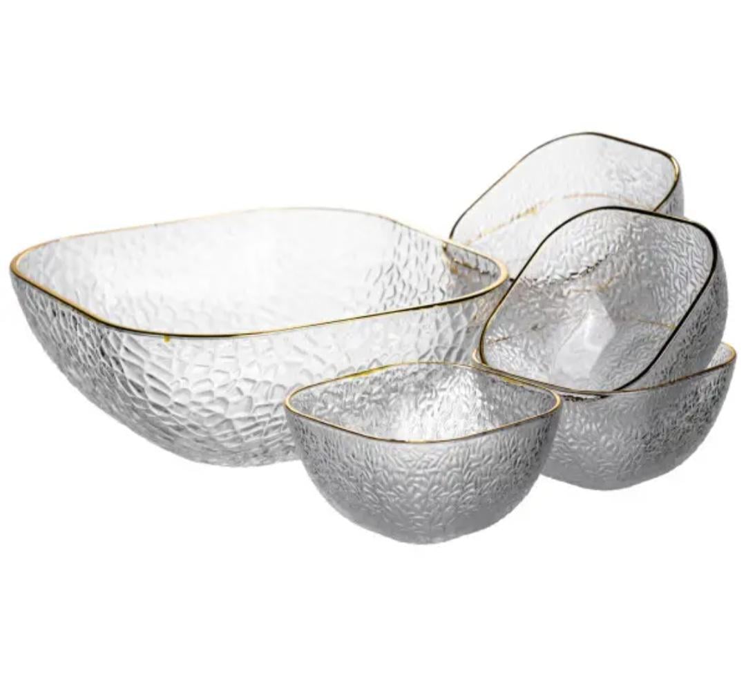 Набор салатниц Yiwu Golden стеклянных 1,5 л/0,2 л 7 пр. Полупрозрачный (HP-34-43)