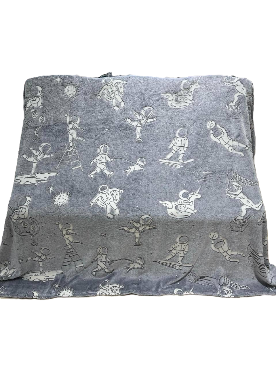 Плед Космонавт светящийся в темноте Космонавт полуторный 150х200 см Серый (2438212038)