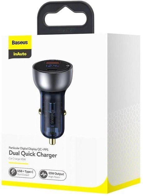 Зарядное устройство для автомобильного Baseus Particular Digital Display QC+PPS Dual Quick Charger 65W USB+Type-C (CCKX-C0A) - фото 9