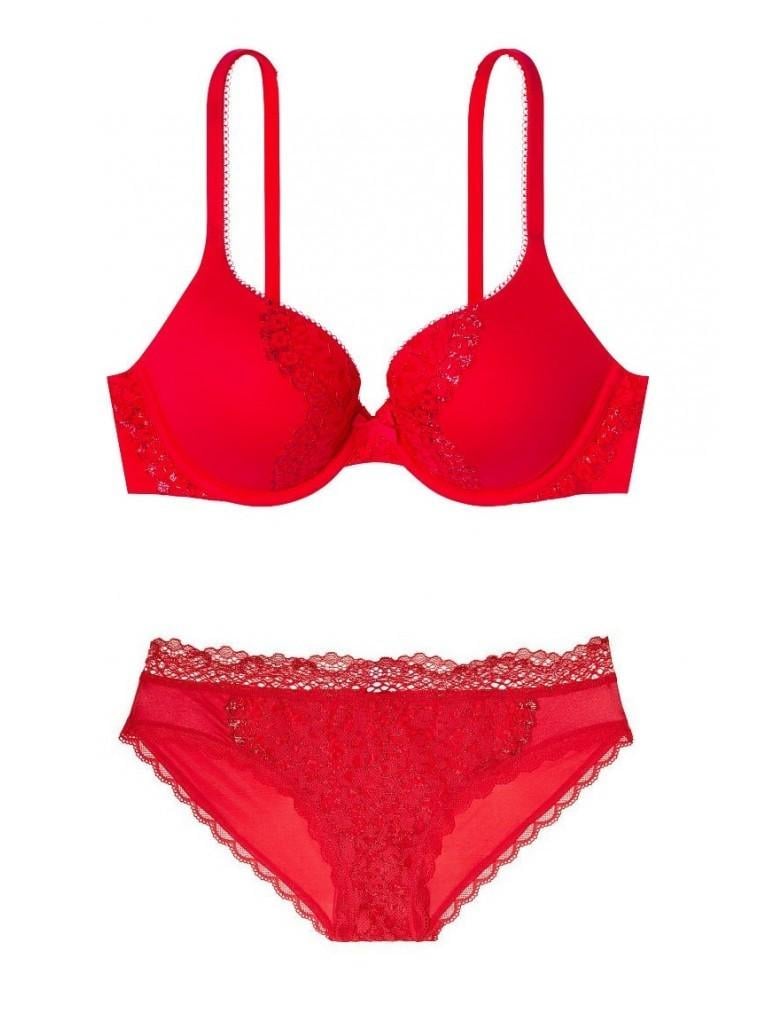 Комплект нижнего белья Victoria's Secret 386-093 Push-up и трусики-слип 80С/М Красный (25-27)