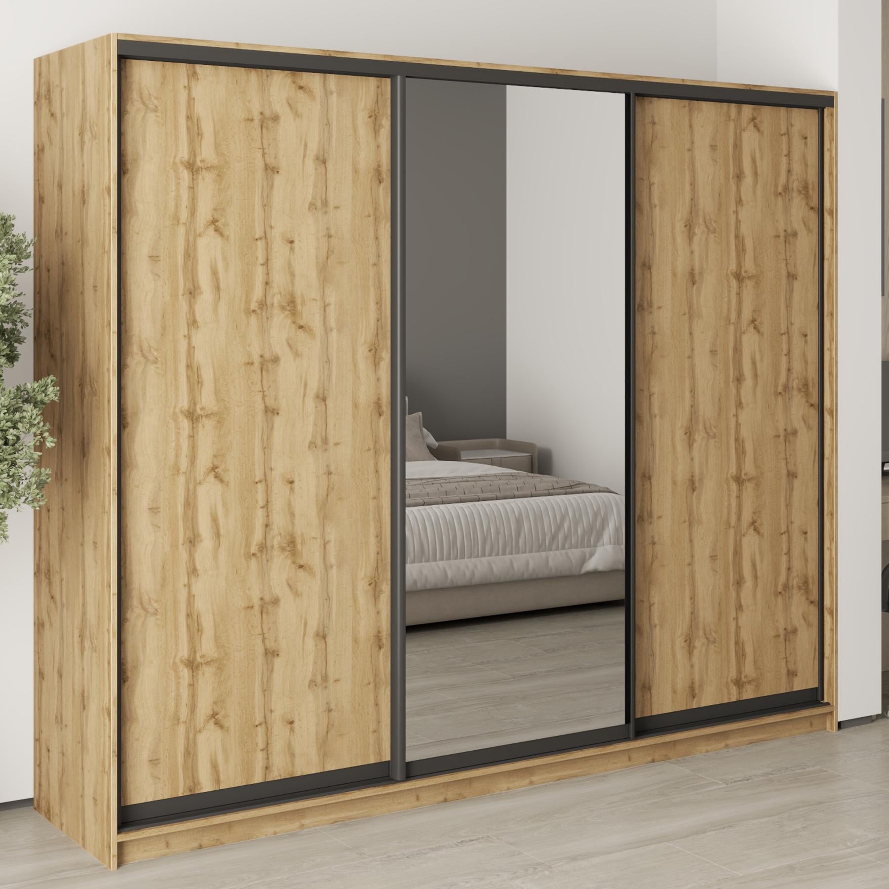 Шкаф-купе трехдверный MebelStar Комбо BG 2 ДСП/зеркало 250x45x210 см Дуб тахо (MBS-9215)