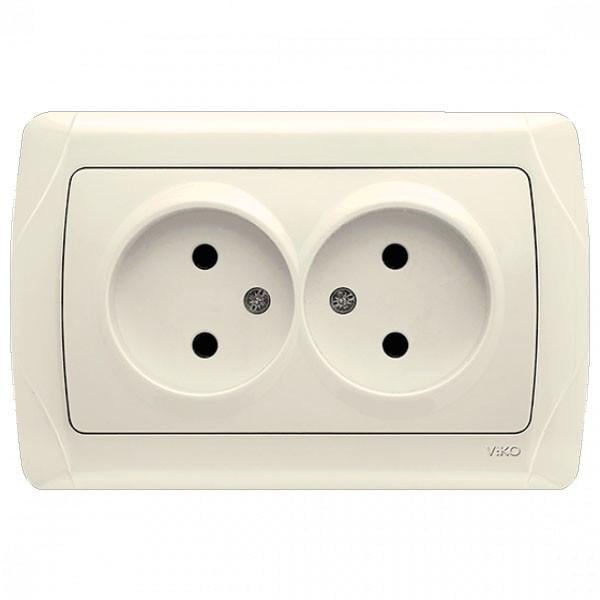 Розетка Viko Carmen подвійна без заземлення Кремовий (90562055)