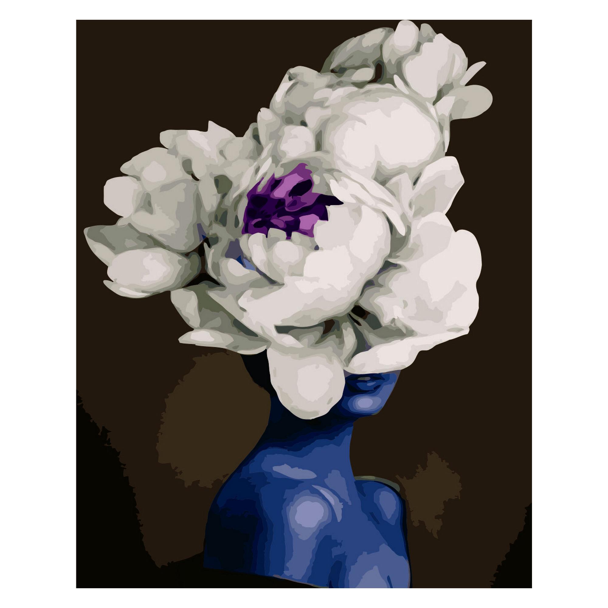 Картина по номерам Strateg Девушка с белым пионом 40x50 см (VA-2586)