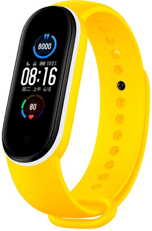 Ремінець UWatch Double Color Replacement Silicone Band Line For Xiaomi Mi Band Line 5/6/7 Yellow/White - фото 2