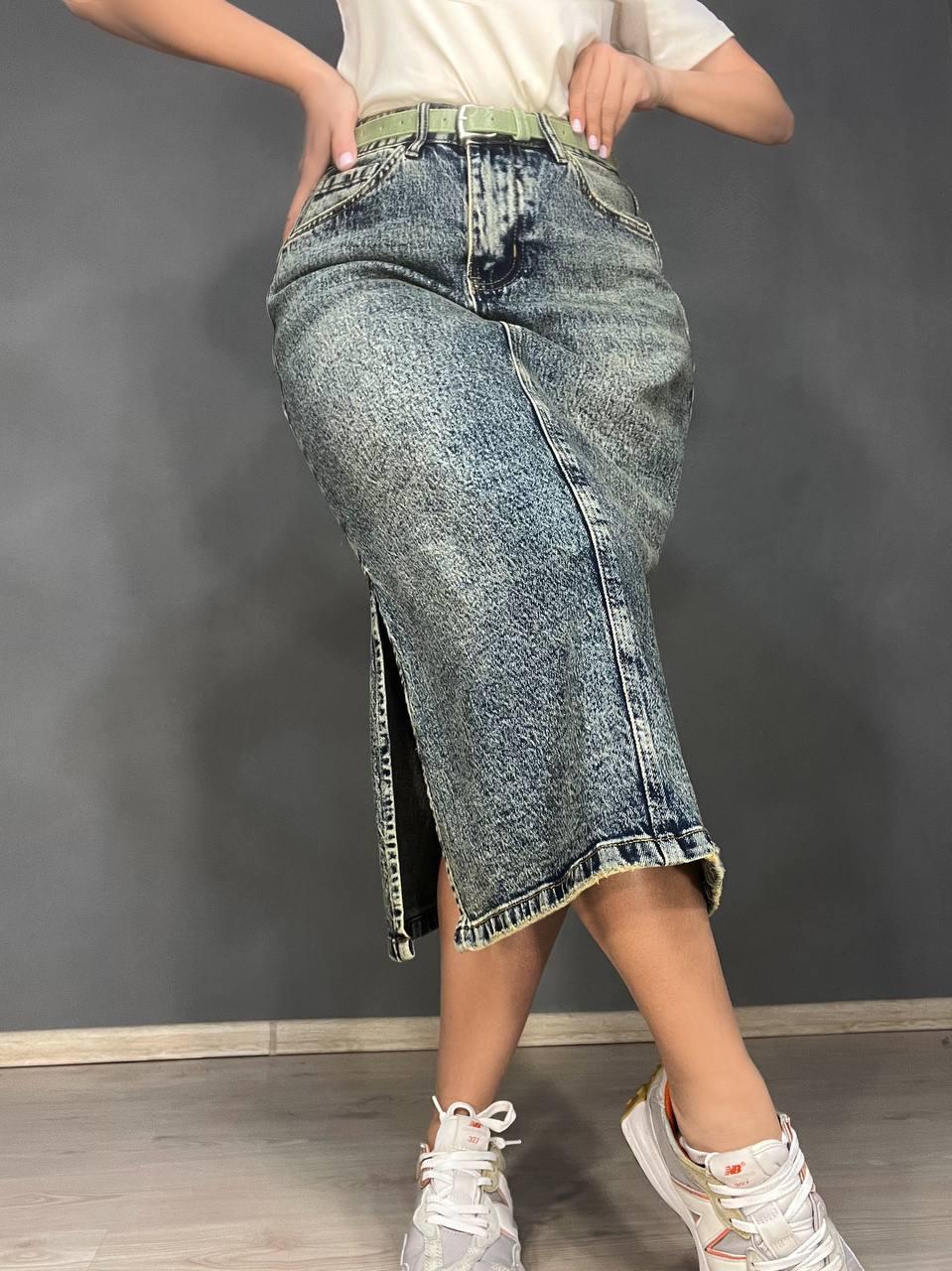 Спідниця жіноча джинсова ZJY 68005 довжина нижче коліна бічні розрізи р. 34 Синій/Зелений (3810) - фото 3 Спідниця жіноча джинсова ZJY 68005 довжина нижче коліна бічні розрізи р. 34 Синій/Зелений (3810) - фото 3