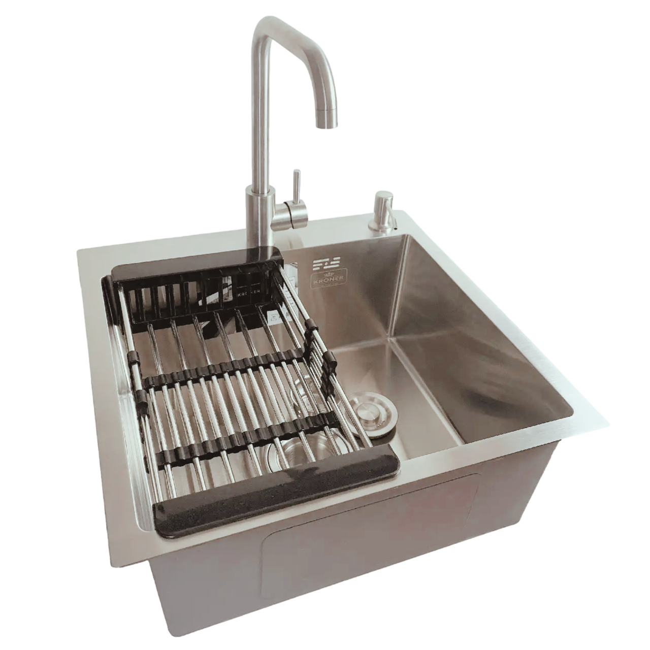 Комплект кухонной мойки Kroner KRP Derby 50х50HM Brush 2,5/0,5 мм (2472422082)