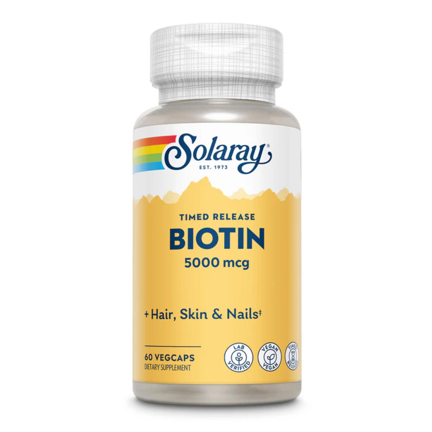 Натуральная добавка Biotin Timed-Release 5000 mcg 60 vcaps (2023-10-3023)