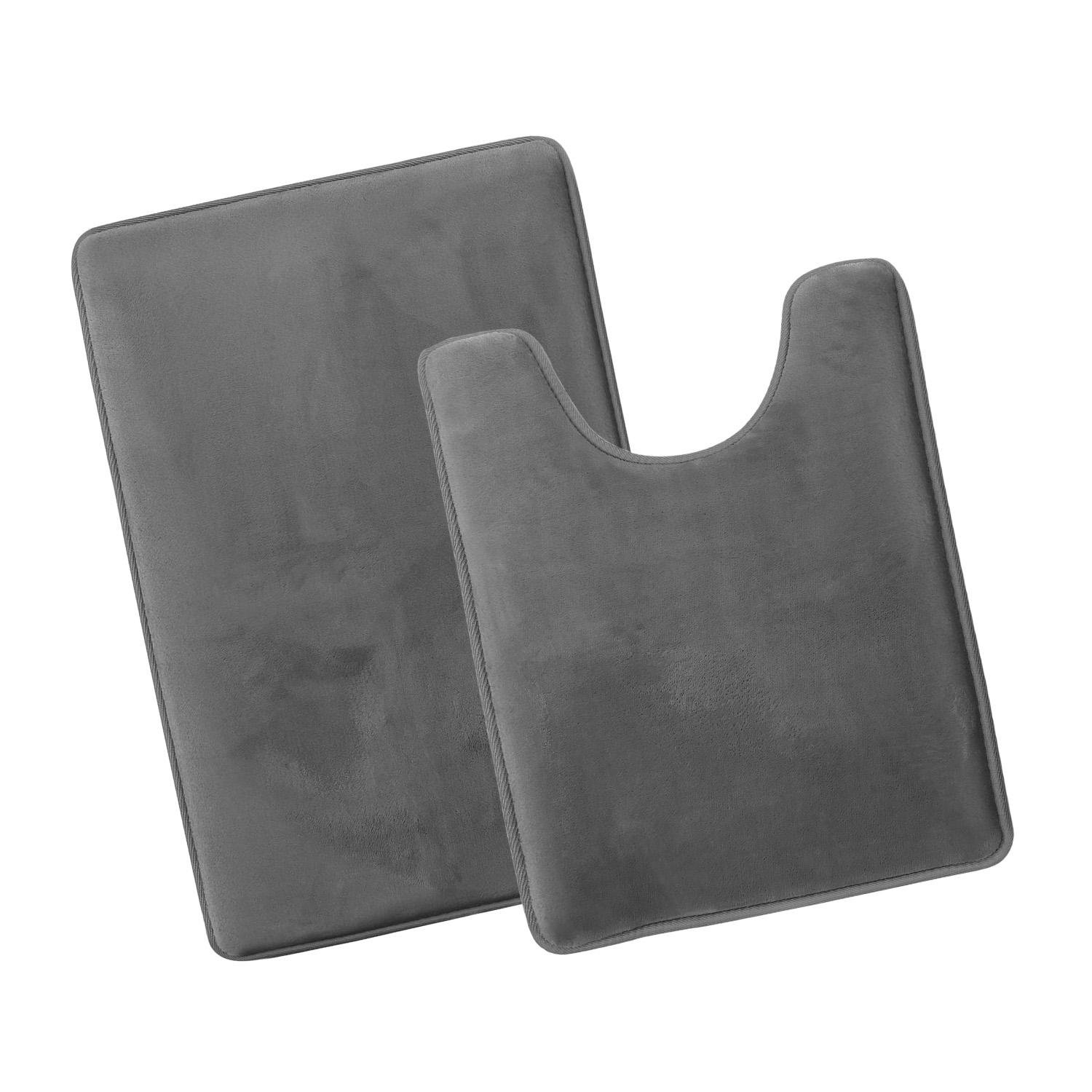 Набор антискользящих ковриков для туалета и ванной с эффектом памяти 2 шт. Графит