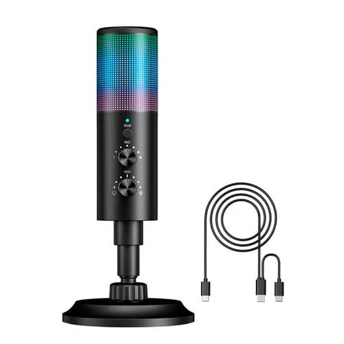 Микрофон игровой конденсаторный для записи AK-9 RGB и шумоподавление (3170-49f4b)