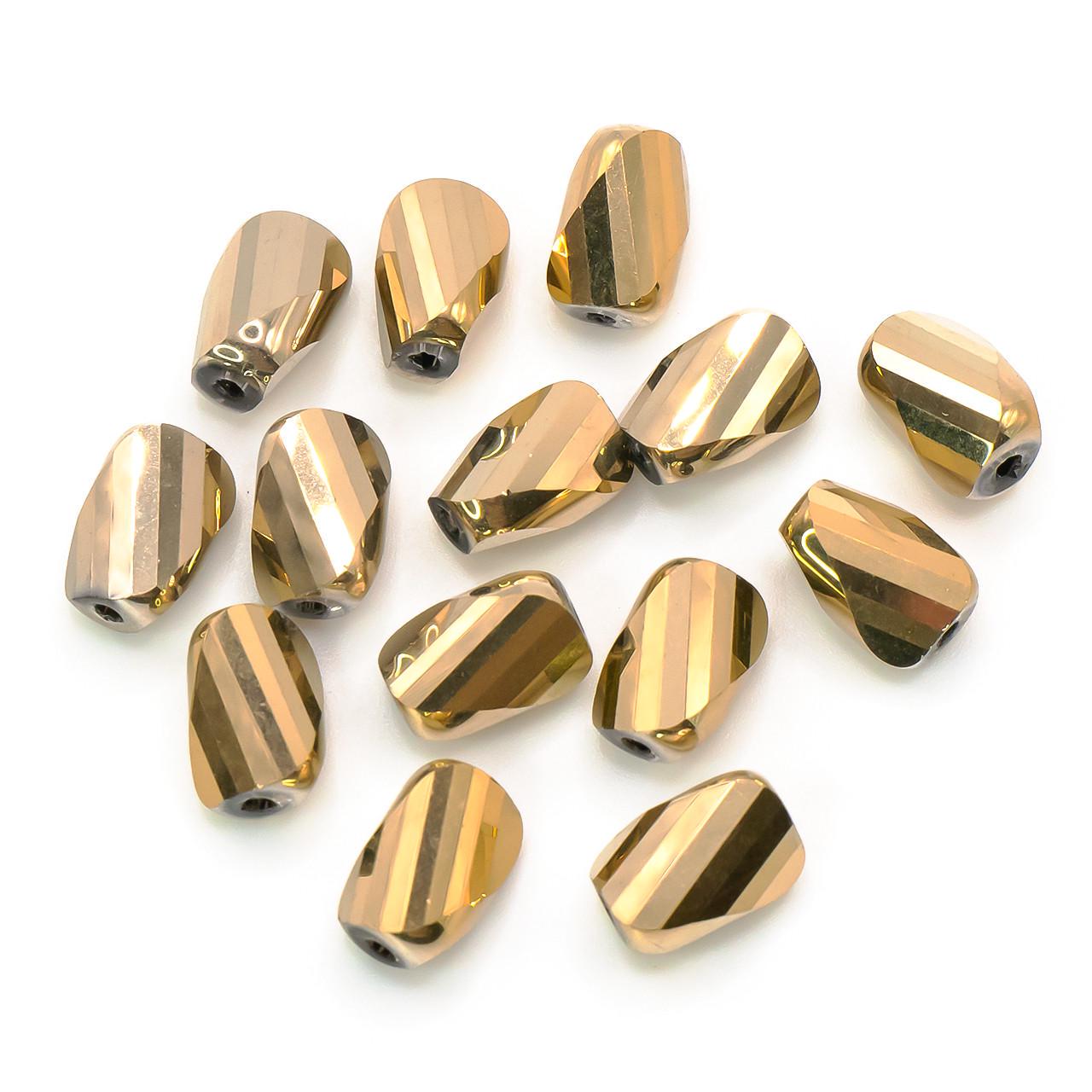 Бусины Хрусталь спираль 4х9 мм в уп. 10 шт. Золотистый (БС0409р49)