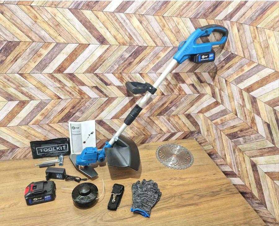 Тример безщітковий для трави з ліскою та ножем THO 48 V акумуляторний з 2 акумуляторами та телескопічною рукояткою - фото 11 Тример безщітковий для трави з ліскою та ножем THO 48 V акумуляторний з 2 акумуляторами та телескопічною рукояткою - фото 11