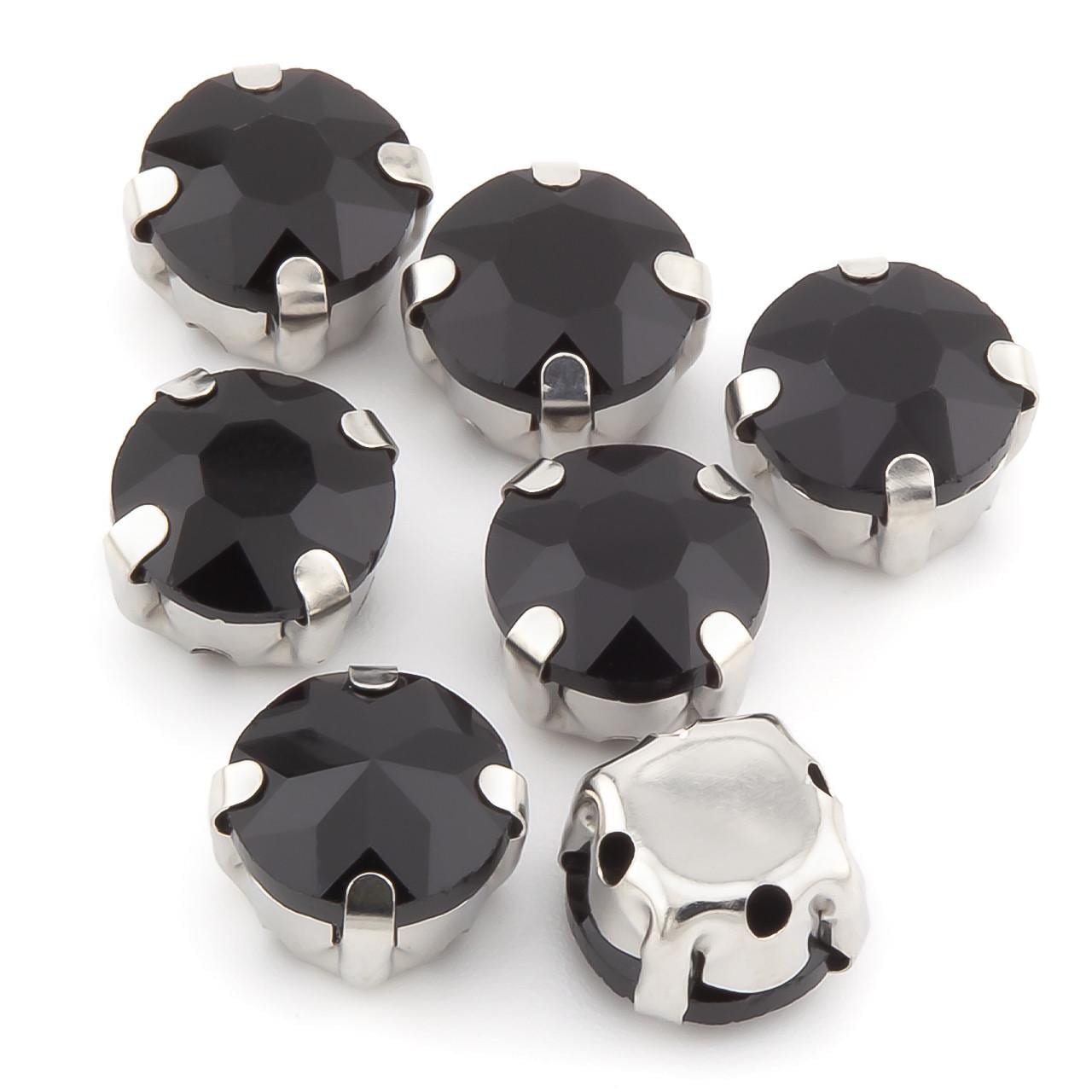 Стразы в цапах круглые огранка 10 мм 10 шт. Черный (СЦ0010г06)