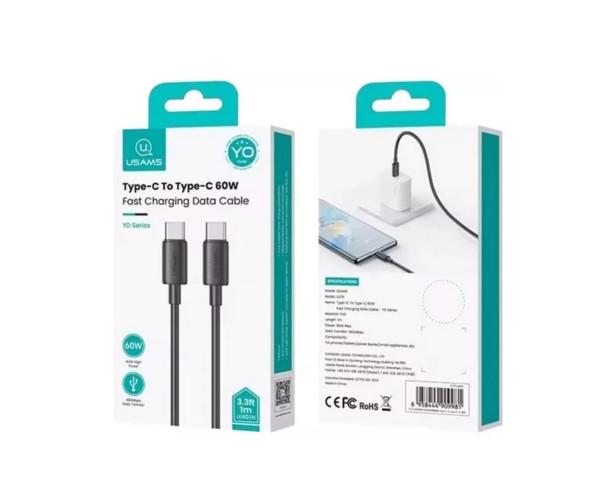 Кабель Data Usams SJ711 Type-C-Type-C 60W 1 м Black (06SJ711USB01) - фото 2