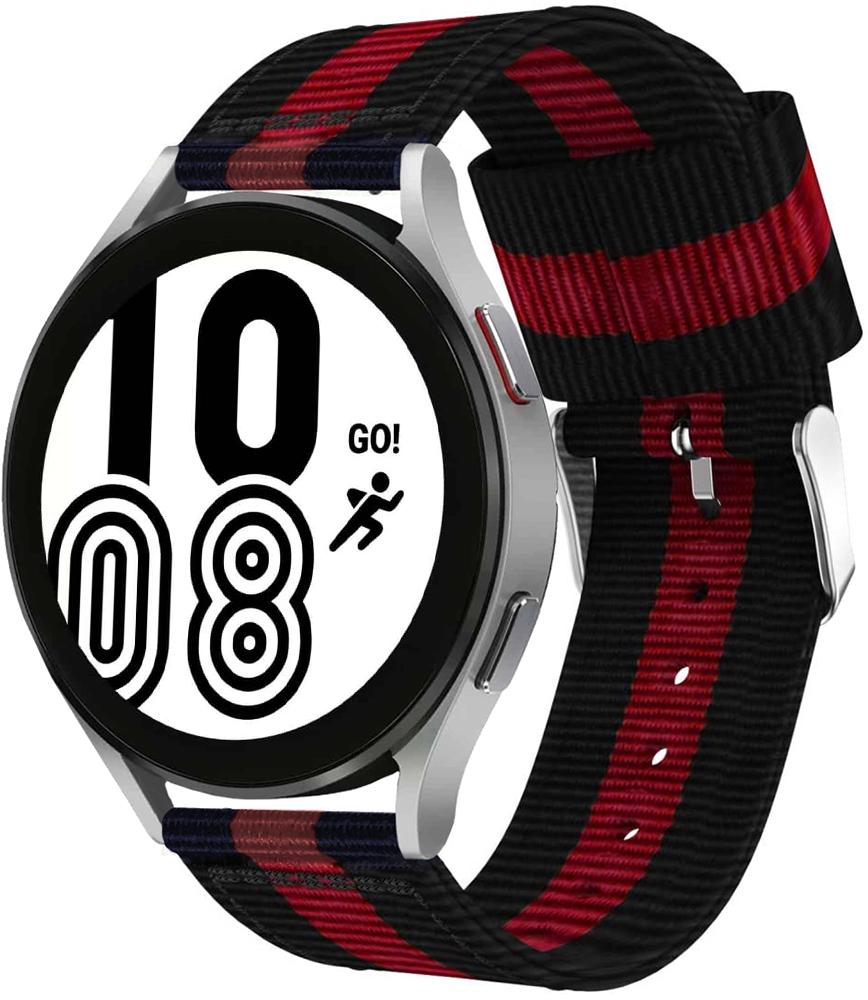 Браслет тканевый Canvas для Galaxy Watch 4 44 мм Black/Red (23503)