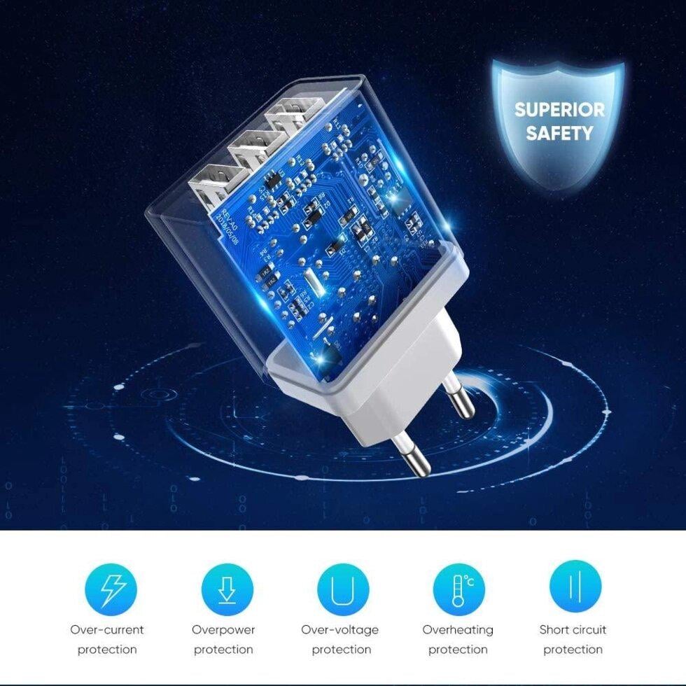 Зарядное устройство сетевое UGREEN ED013 3хUSB White (50817) - фото 4 Зарядное устройство сетевое UGREEN ED013 3хUSB White (50817) - фото 4