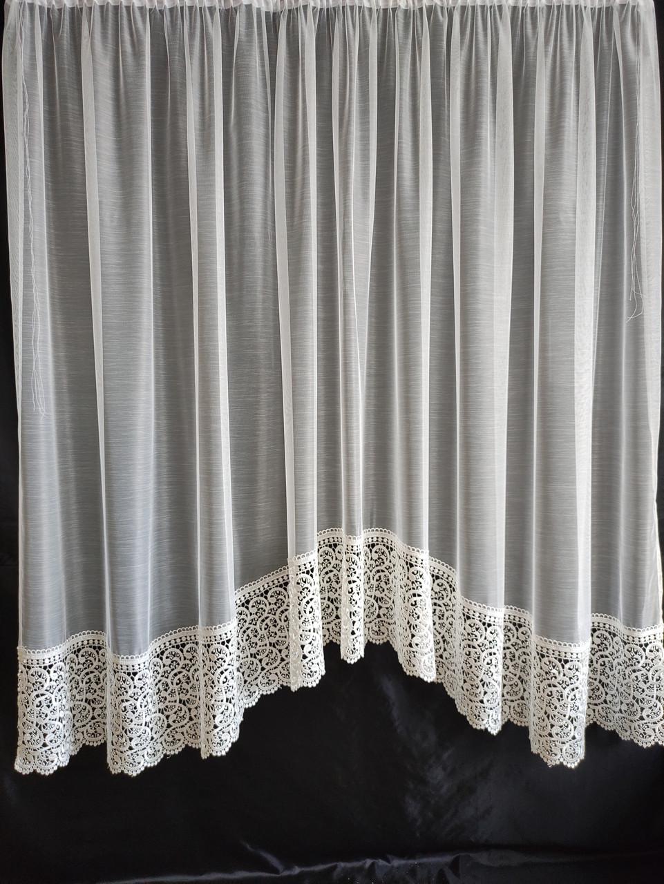 Занавеска аркой Бамбук с кружевом 300х180 см Молочный (а30 мб-бам)