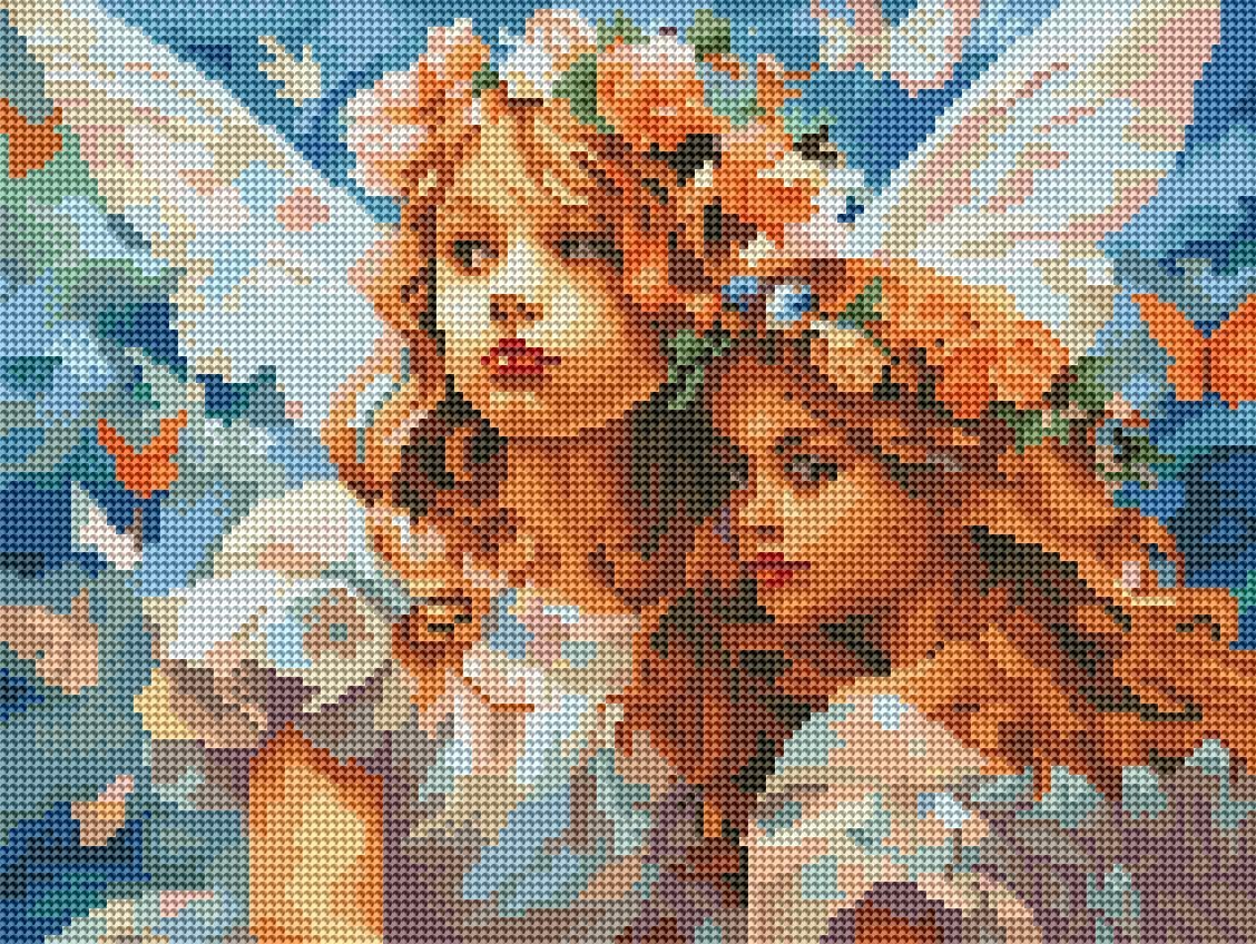 Алмазная мозаика Brushme Ангелы в цветочных венках 30x40 см (DRBS53755)