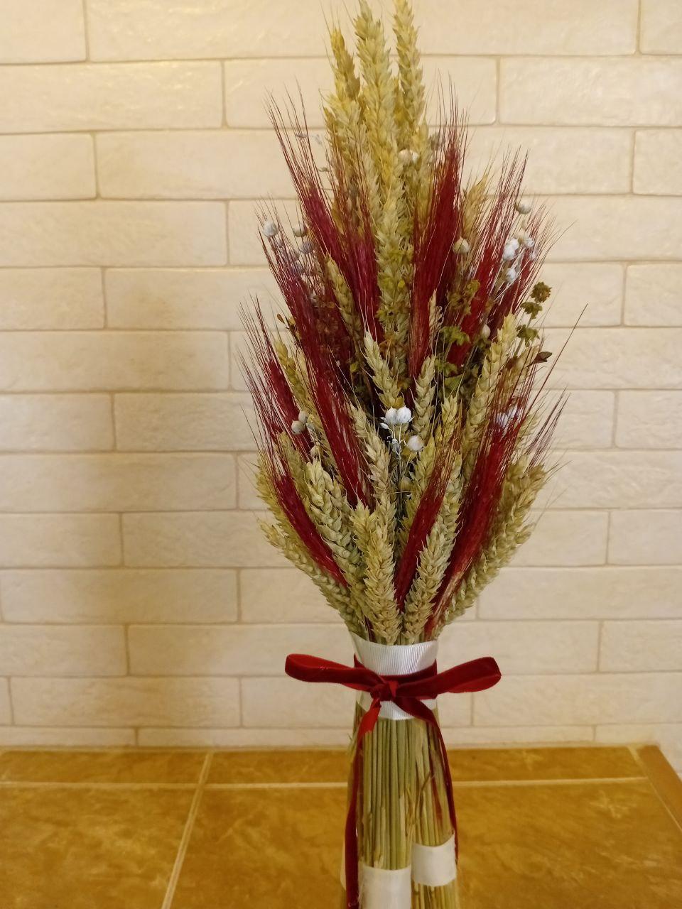 Дидух рождественский из колосков пшеницы льна и овса 60-65 см с красно-белой лентой (2794429313) - фото 5 Дидух рождественский из колосков пшеницы льна и овса 60-65 см с красно-белой лентой (2794429313) - фото 5