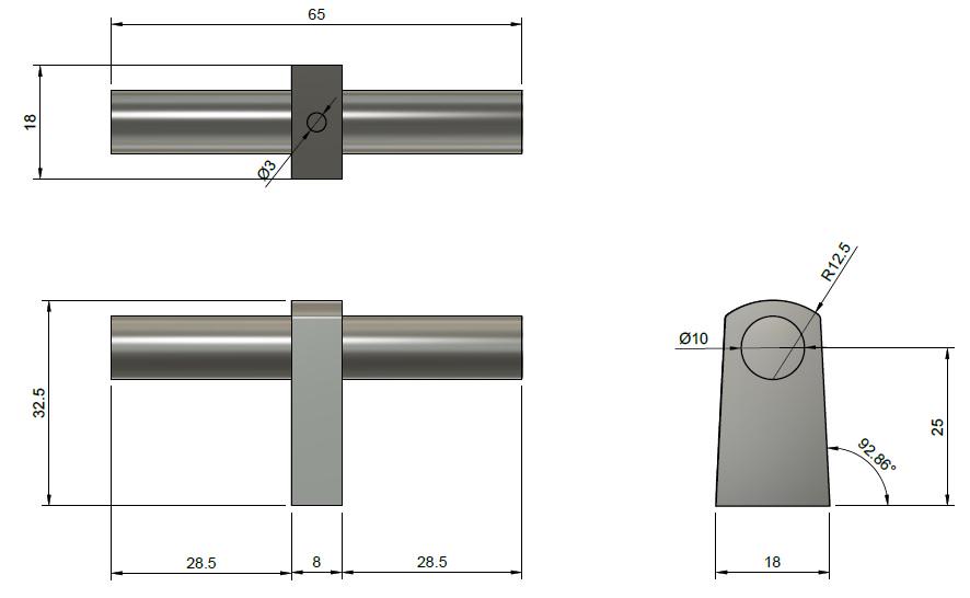 Меблева ручка Citterio Giulio Bar 65x18 мм Титановий (8 1150.B000.0505) - фото 3