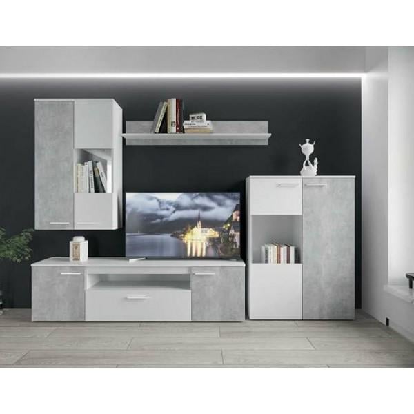 Гостиная комплект Gerbor Нелли из ДСП 2500х350х1800 мм Нимфея альба/Бетон