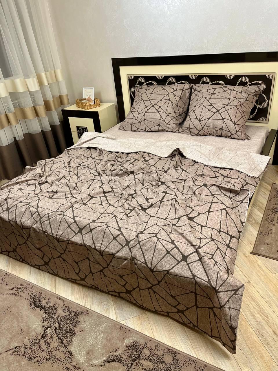 Комплект постельного белья Узоры хлопковый полуторный 150х220/70х70 см Коричневый (14642425) Комплект постельного белья Узоры хлопковый полуторный 150х220/70х70 см Коричневый (14642425)