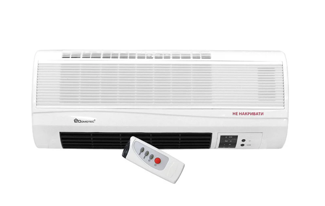 Тепловентилятор настінний Domotec ms 5961 LED-індикація Білий