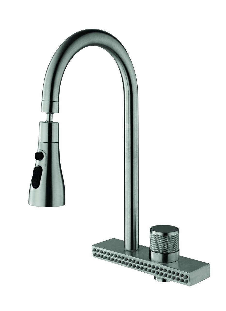 Смеситель для кухни MIXXUS FOL-017 с функцией водопад из нержавеющей стали (MI6343)