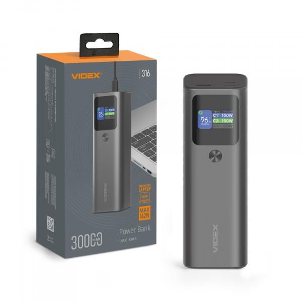 Повербанк 30000mAh VIDEX VPB-316 162W PD140W и Display (2686113802)