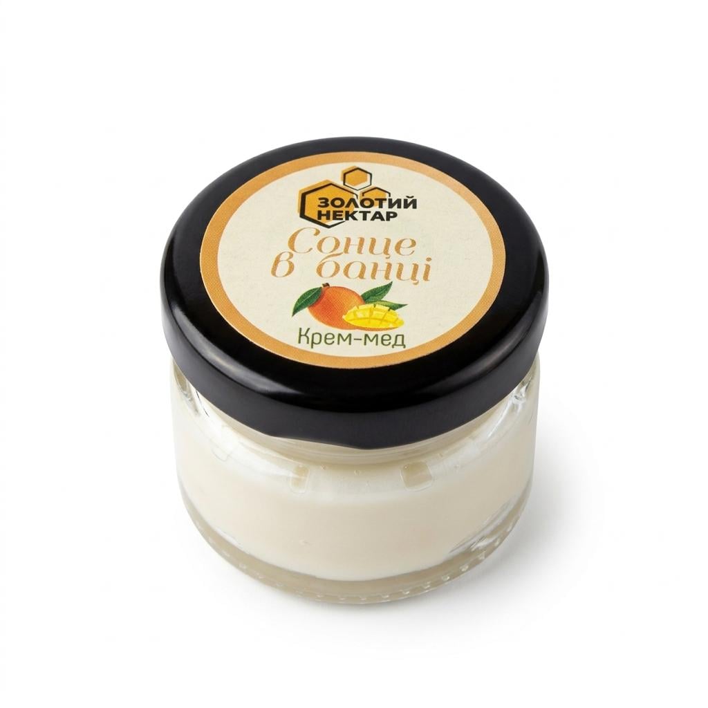 Крем-мед Золотой Нектар Солнце в банке Манго натуральный медовый десерт 50 г Крем-мед Золотой Нектар Солнце в банке Манго натуральный медовый десерт 50 г