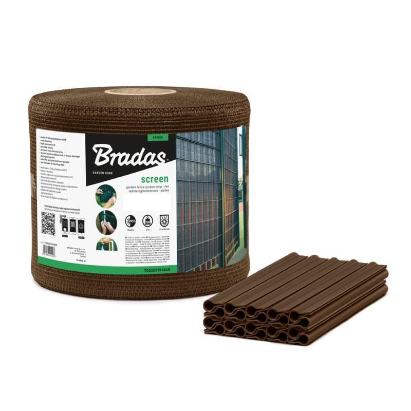 Стрічка для огорожі Bradas 19 см х 36 м 200 г/м.кв та кліпси 20 шт. (48977) Стрічка для огорожі Bradas 19 см х 36 м 200 г/м.кв та кліпси 20 шт. (48977)