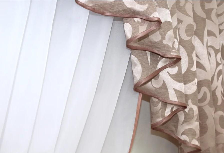 Шторы/тюль на кухню шифон/жаккард 150х170 см Пудровый/Белый (039к) - фото 4 Шторы/тюль на кухню шифон/жаккард 150х170 см Пудровый/Белый (039к) - фото 4