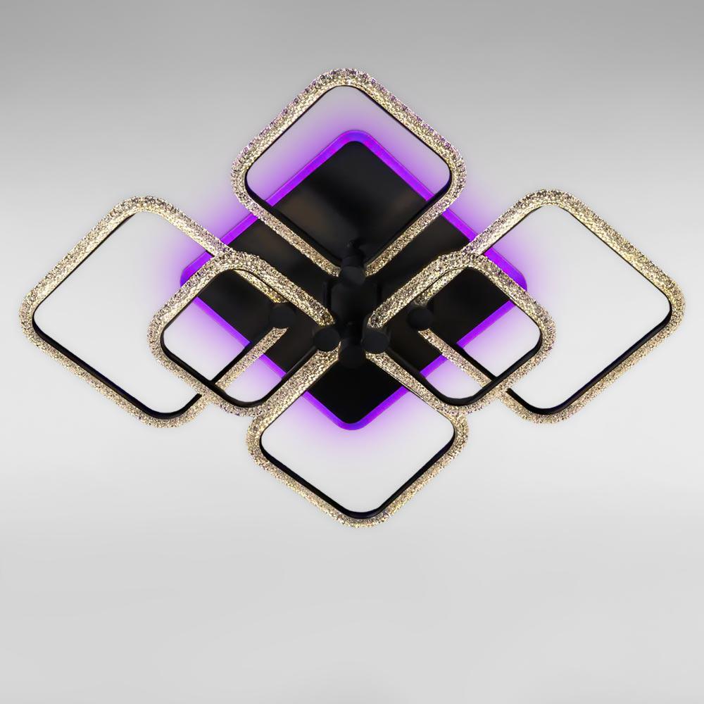 Люстра стельова світлодіодна Light House SC-19375/2/2/2C BK PK/BU/PL 156W/26W 2,4G 730х630х150 мм Чорний