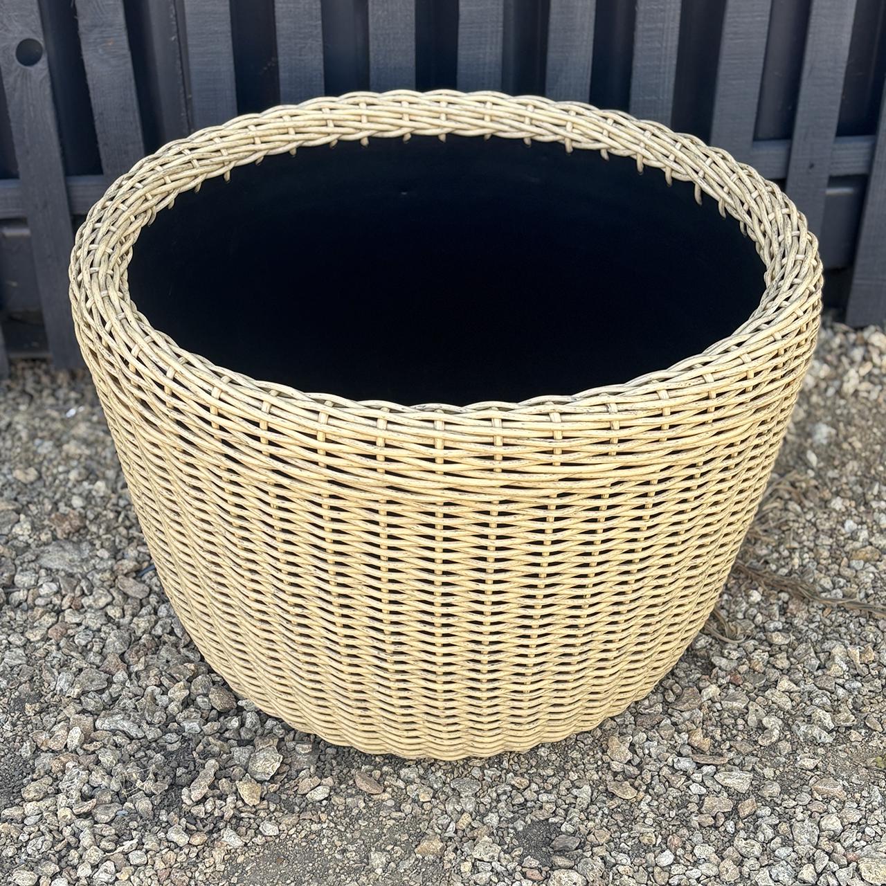 Кашпо большое для растений и цветов из искусственного ротанга/ручной работы 90 л Светлое дерево - фото 7