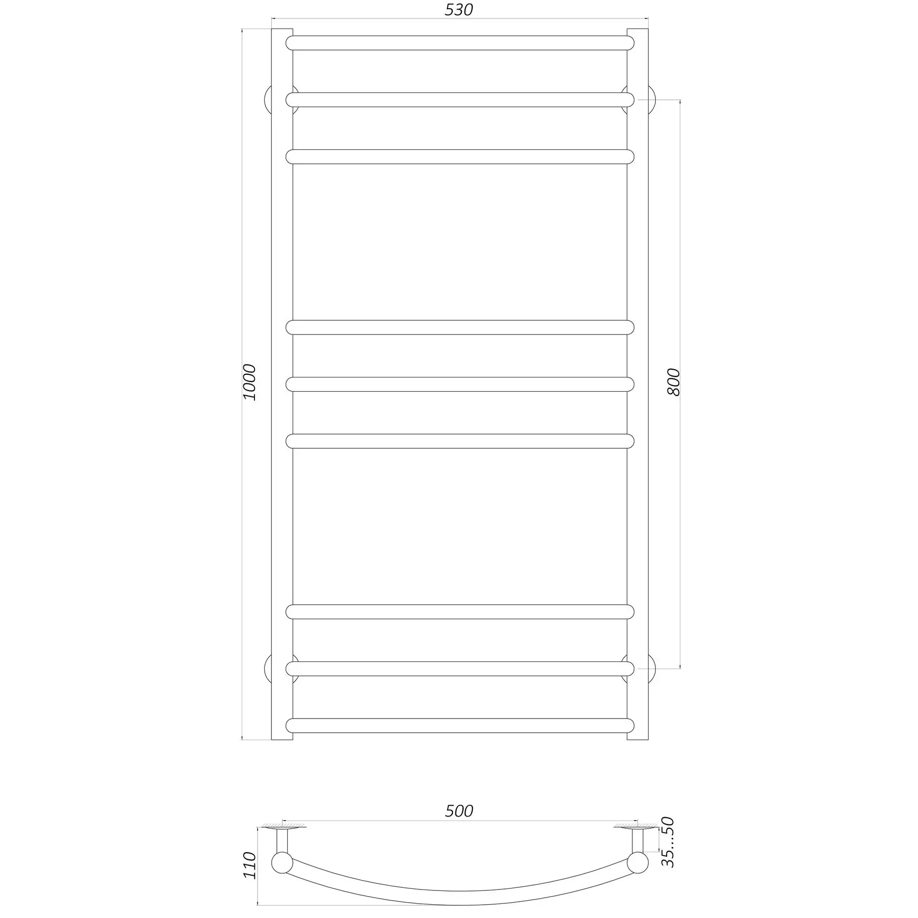 Рушникосушарка водяна UNIO LDE W 1000-500-9 Драбинка дуга еліт (GSR-000020874) - фото 4