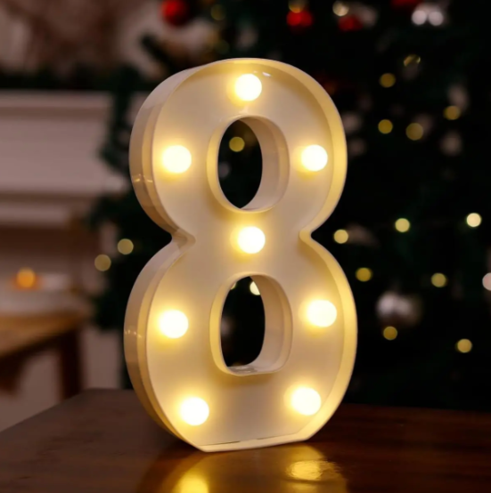 Цифра об'ємна 8 Led декоративна маленька 21x13 см Білий (1899/8) Цифра об'ємна 8 Led декоративна маленька 21x13 см Білий (1899/8)