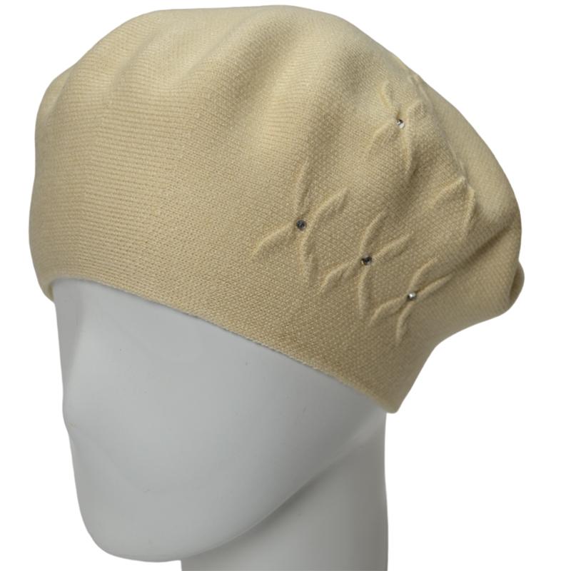 Берет женский из вискозной пряжи Novita Бинго L р. 57-58 Светло-бежевый