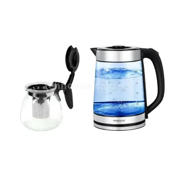 Електрочайник скляний Sokany SK-SH-1089 2в1 з заварником 2,2 л/0,8 л (28263722) - фото 6