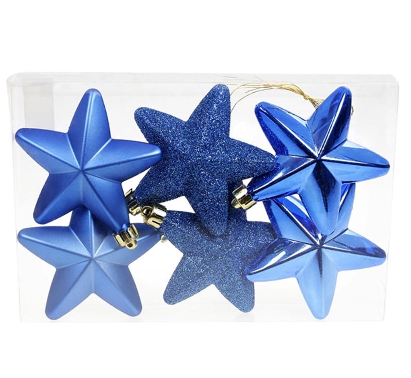 Набор украшений Звездочки новогодних пластиковых 6 шт. 7,5 см (13045) - фото 1 Набор украшений Звездочки новогодних пластиковых 6 шт. 7,5 см (13045) - фото 1
