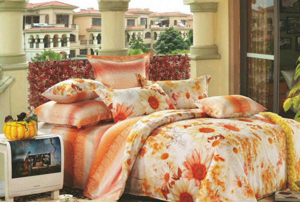 Комплект постельного белья Zastelli 2352-53 сатин евро 200х220 Оранжевый