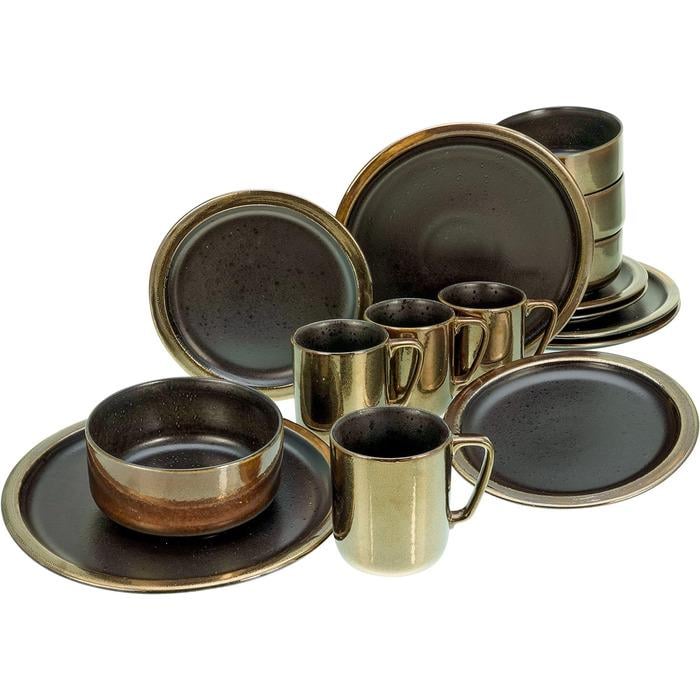 Столовий сервіз Creatable Modern Industrial на 4 персони 16 пр. Чорний/Золотистий (33494208)
