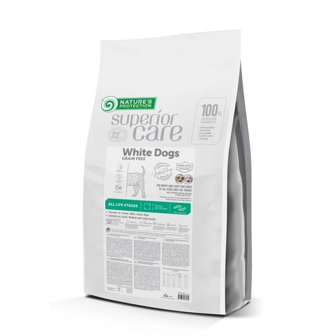 Корм сухий Nature's Protection Superior Care White Dogs Grain Free Insect All Sizes and Life Stages беззерновий для собак будь-якого віку з білою вовною 17 кг (NPSC47647)