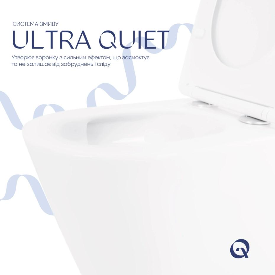Унітаз підвісний Qtap Swan Ultra Quiet з сидінням Slim Duroplast/ Soft-close/ Quick Release White (QT16335180W) - фото 6
