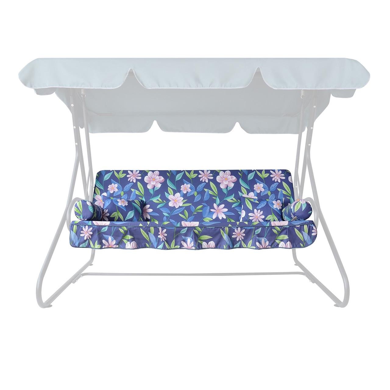 Сидения на садовые качели Графиня Цветы ткань и поролон Розовый/Синий (2687342576)