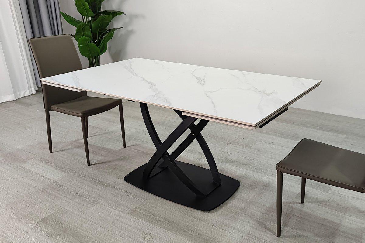 Стол обеденный раскладной Intarsio HILDA CERAMIC 160-240х90 см Белый матовый/Черный (HILDA160) - фото 3 Стол обеденный раскладной Intarsio HILDA CERAMIC 160-240х90 см Белый матовый/Черный (HILDA160) - фото 3