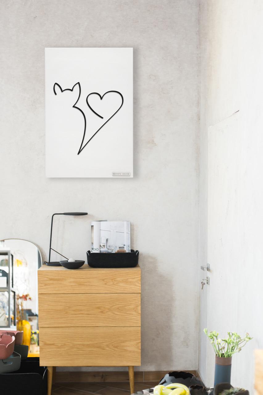 Картина інтер'єрна абстрактна Manific Decor Wall Art Cat of Love Кот Любові 30х40 Чорний (1.017.3040) - фото 2