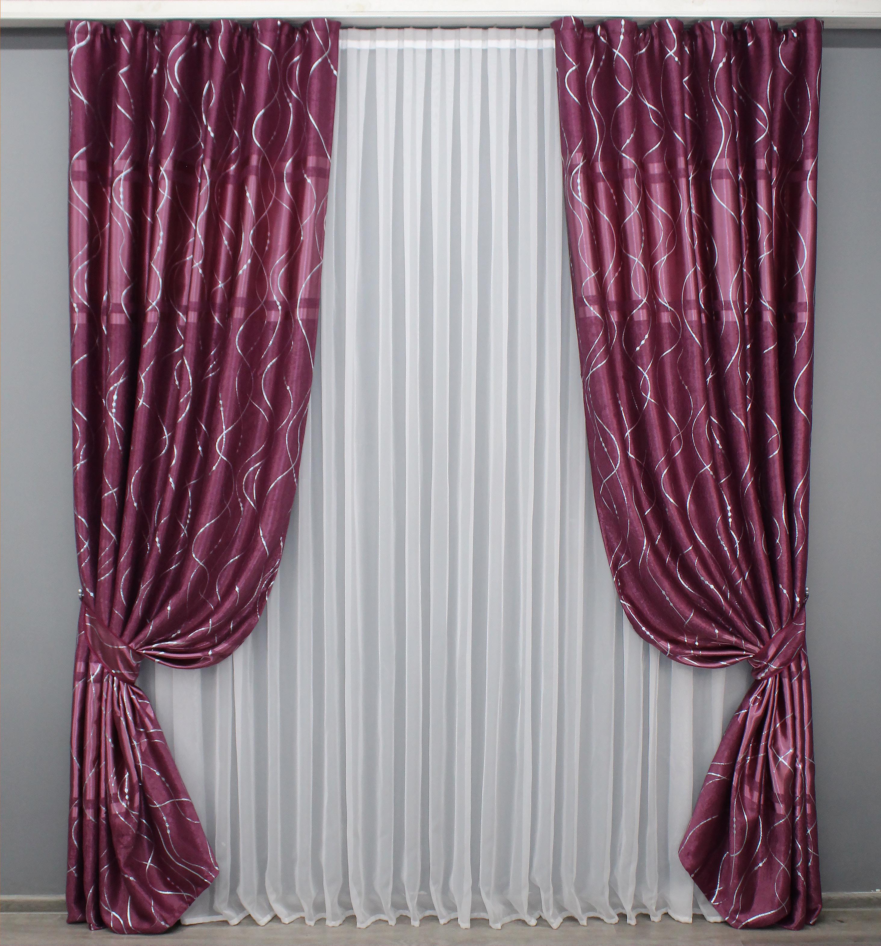 Комплект готовых штор VR-Textil Софт Лиана №459ш 100х270 см 2 шт. Малиновый (31-810)