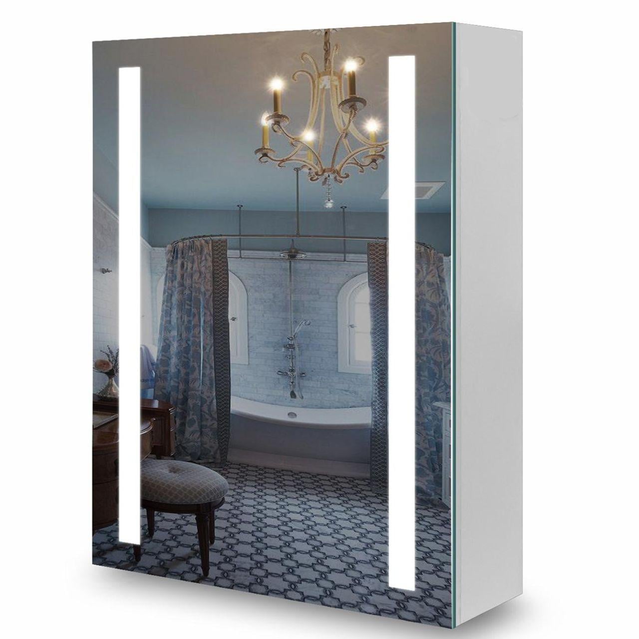 Навесной зеркальный шкаф в ванную G13 Эко с LED-подсветкой 70х55х15 см