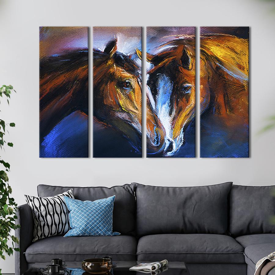 Модульная картина на холсте Полиптих Влюбленные кони 149x93 см (164-41)