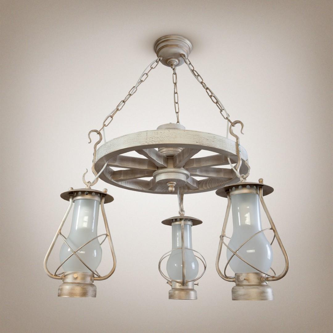 Люстра NBlight ТАВЕРНА дерево-метал Біло-золотиста (11641663)