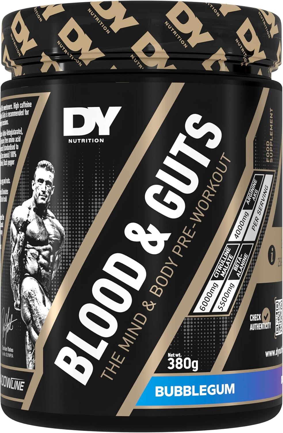 Предтренировочный комплекс Dorian Yates Nutrition BLOOD&GUTS 380 г Bubble Gum